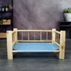 Cama de Madera con Tela y Baranda para Mascotas