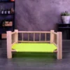 Cama de Madera con Tela y Baranda para Mascotas