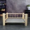 Cama de Madera con Tela y Baranda para Mascotas